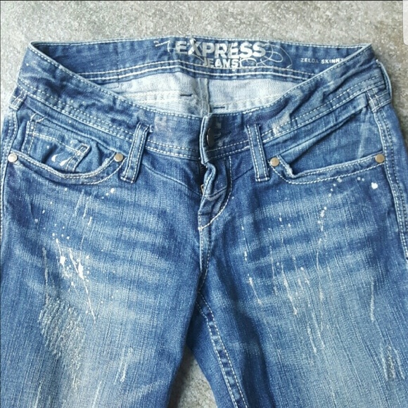 Distressed Express Jeans with Glitter - Picture 1 of 8